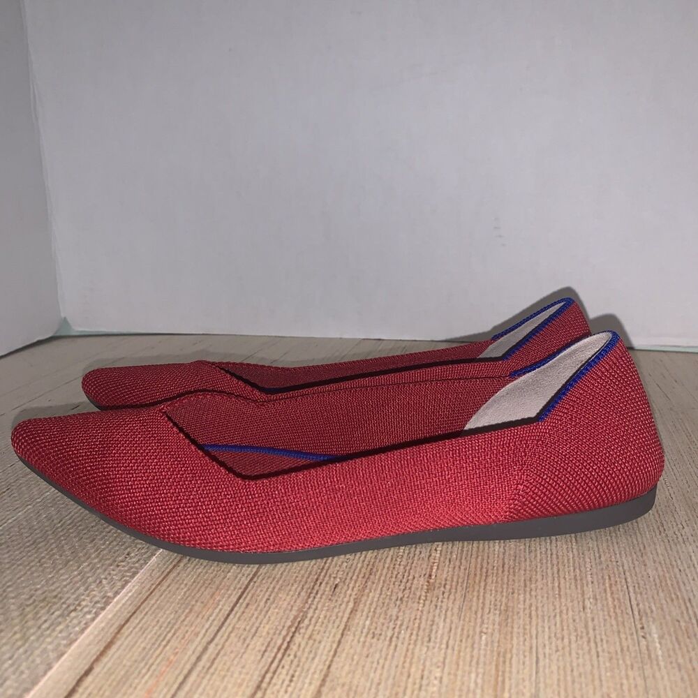 ROTHYS Women's 7.5 Pointed Ballet Flats Chili Red Washable Shoes Casual Office - Picture 3 of 13